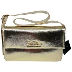 Nicole Miller metallic gold crossbody shoulder bag magnetic flap closure NWT
